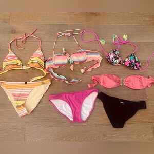New Anthropologie BCBG Trina Turk Victorias Pink Crochet Bikini Swim Set Lot S M